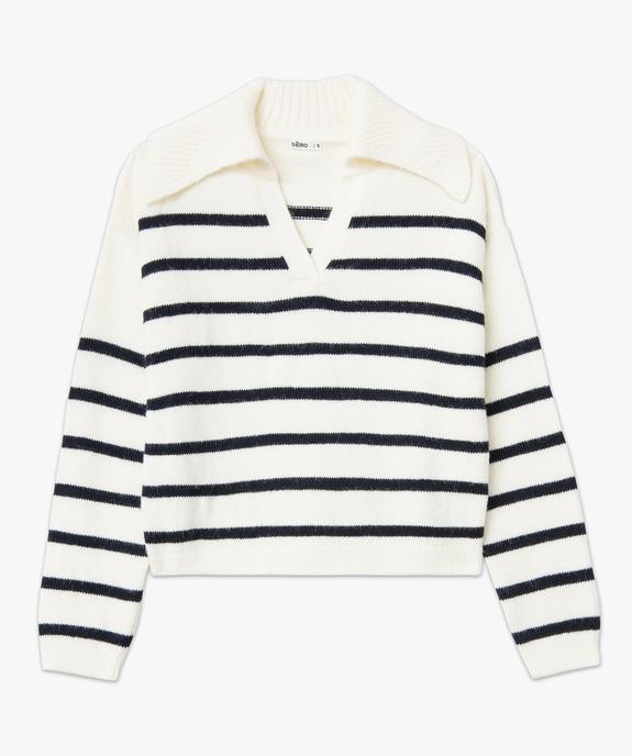 Pull à rayures coupe courte avec grand col femme vue4 - GEMO(FEMME PAP) - GEMO