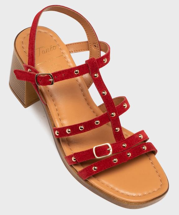Sandales à talon en cuir à brides cloutées femme - Tanéo vue5 - TANEO - GEMO