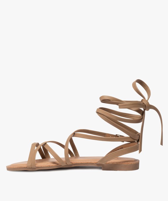 Sandales femme à fines brides lacées cheville vue2 - GEMO (CASUAL) - GEMO
