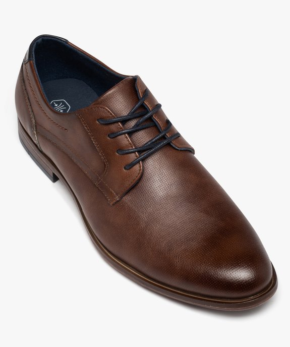 Derbies homme dessus grainé uni à lacets colorés vue5 - GEMO(URBAIN) - GEMO