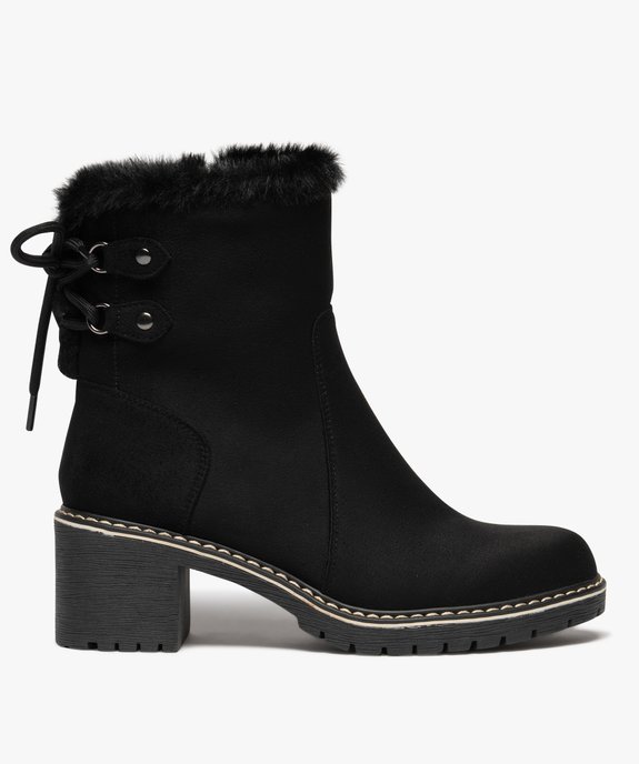 Boots femme fourrées à talon dessus en suédine avec zip intérieur vue1 - GEMO(URBAIN) - GEMO