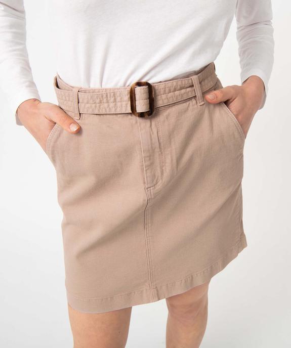 Jupe femme en toile de coton extensible avec ceinture  vue2 - GEMO 4G FEMME - GEMO