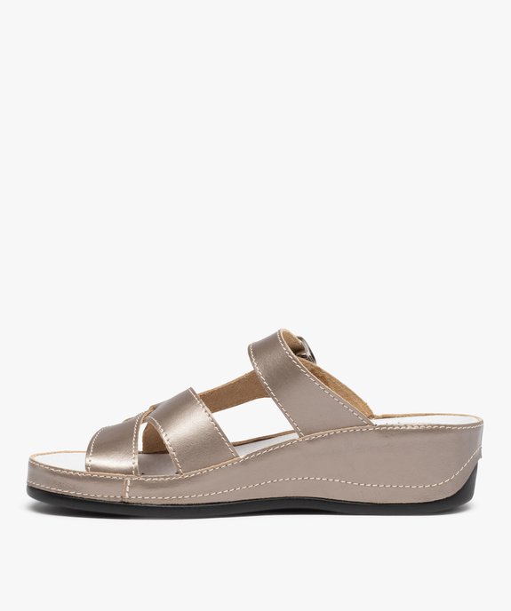 Mules femme confort compensées dessus cuir vue3 - GEMO (CONFORT) - GEMO