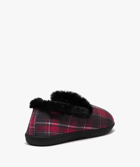 Chaussons femme pantoufles fourrées à carreaux - Isotoner vue4 - ISOTONER - GEMO