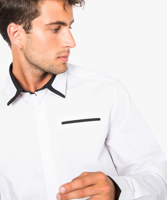 Chemise pour homme avec liserés contrastants coupe slim vue2 - GEMO(URBAIN) - GEMO