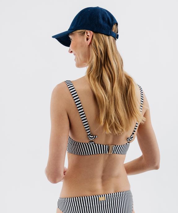 Haut de maillot de bain rayé forme triangle avec bretelles multi-positions femme - LuluCastagnette vue2 - LULUCASTAGNETTE - GEMO