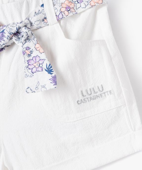 Short taille haute ceinturée bébé fille - LuluCastagnette vue2 - LULUCASTAGNETTE - GEMO