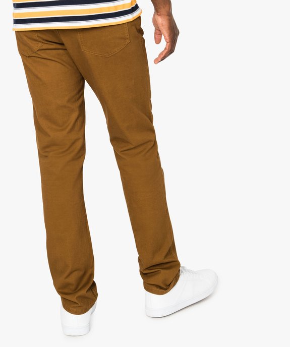 Pantalon homme 5 poches coupe regular en toile unie vue3 - GEMO (HOMME) - GEMO