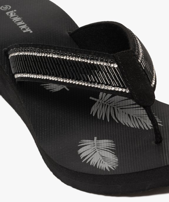 Tongs femme compensées à brides perlées et à strass - Isotoner vue6 - ISOTONER - GEMO