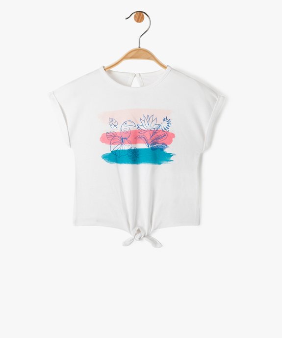 Tee-shirt bébé fille avec motif exotique et noeud dans le bas vue1 - GEMO(BEBE DEBT) - GEMO