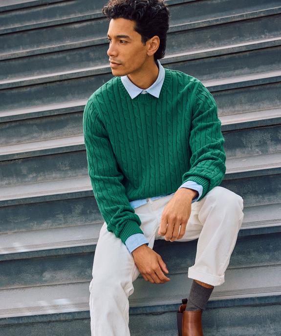 Pull col rond en coton à torsades homme vue1 - GEMO (HOMME) - GEMO