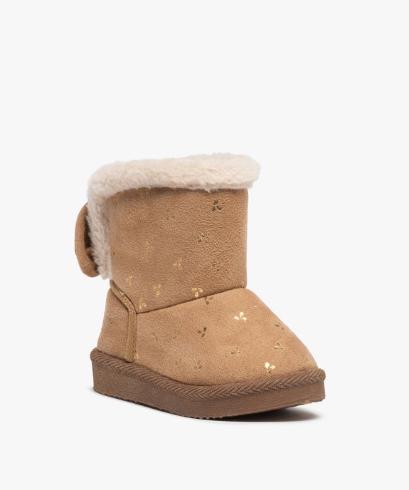 Boots fourrées bébé fille en textile suédé – LuluCastagnette vue2 - LULU CASTAGNETT - GEMO