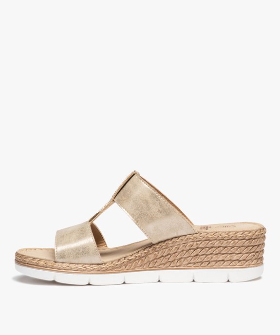 Mules femme compensée avec bride à strass vue3 - GEMO (CONFORT) - GEMO