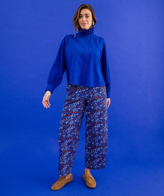 Pantalon coupe barrel en coton fleuri à taille élastiquée femme vue6 - GEMO(FEMME PAP) - GEMO