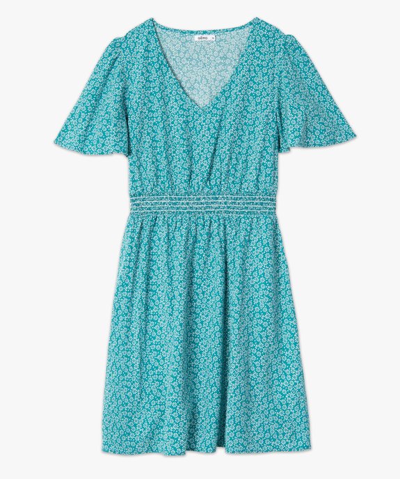 Robe femme à manches courtes et ceinture smockée vue4 - GEMO(FEMME PAP) - GEMO
