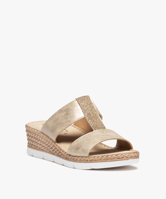Mules femme compensée avec bride à strass vue2 - GEMO (CONFORT) - GEMO