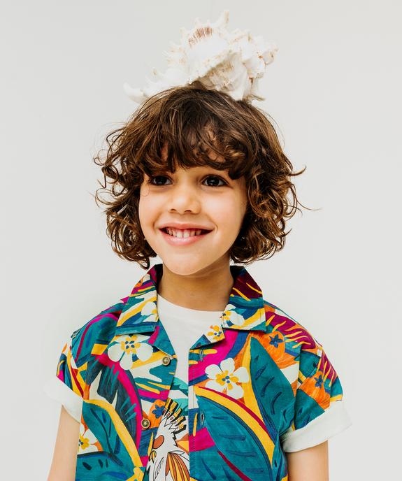 Chemise à manches courtes en coton texturé et imprimé garçon vue2 - GEMO (ENFANT) - GEMO