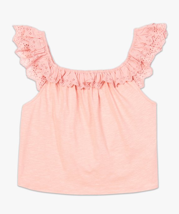 Débardeur femme court à volant en broderie anglaise vue4 - GEMO(FEMME PAP) - GEMO