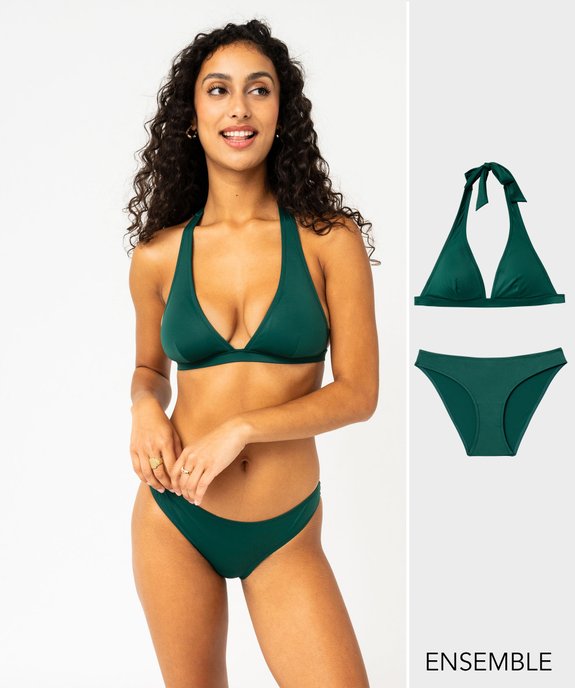 Ensemble de maillot de bain deux pièces vert forme triangle pour femme - GEMO