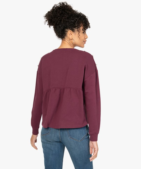 Sweat femme avec basque et boutons strass sur les épaules vue3 - GEMO(FEMME PAP) - GEMO