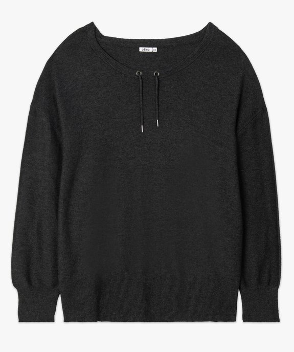 Pull femme grande taille avec col rond ajustable par cordon vue4 - GEMO (G TAILLE) - GEMO