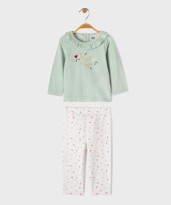 Pyjama en velours 2 pièces imprimé cœurs bébé fille vue7 - GEMO 4G BEBE - GEMO