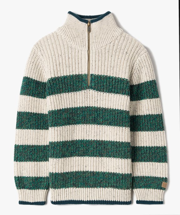 Pull garçon rayé avec col camionneur zippé - LuluCastagnette vue1 - LULUCASTAGNETTE - GEMO