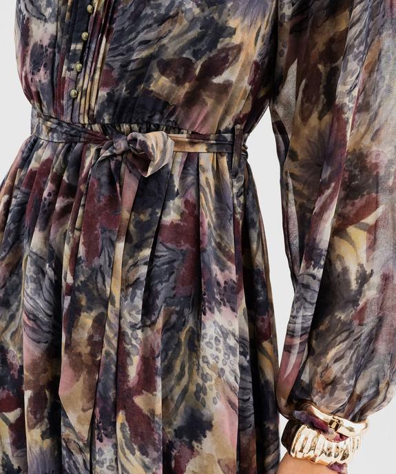 Robe longue en voile à motifs fleuris femme vue4 - GEMO 4G FEMME - GEMO