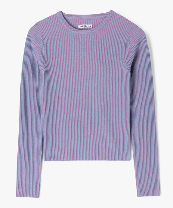 Pull en maille côtelée bicolore à col rond fille vue1 - GEMO (JUNIOR) - GEMO