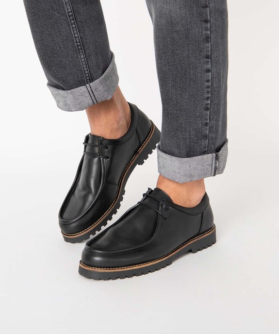 Chaussures bateau homme dessus cuir uni – Tanéo vue1 - TANEO - GEMO