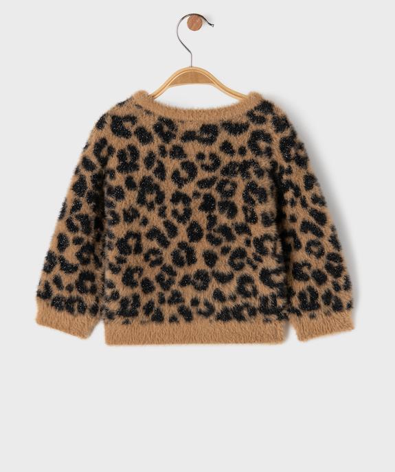 Pull en maille douillette et pailletée imprimée léopard bébé fille vue3 - GEMO(BEBE DEBT) - GEMO