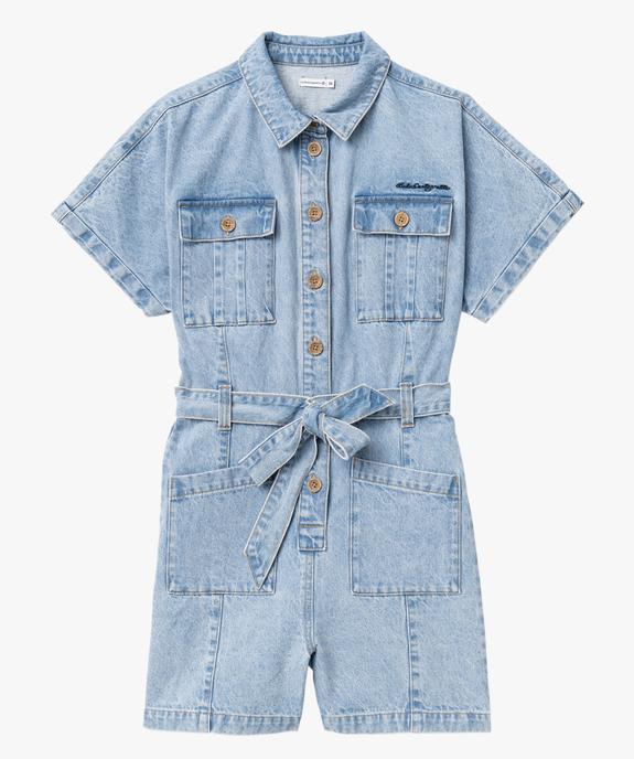 Combishort en jean look saharienne femme - LuluCastagnette vue5 - LULUCASTAGNETTE - GEMO