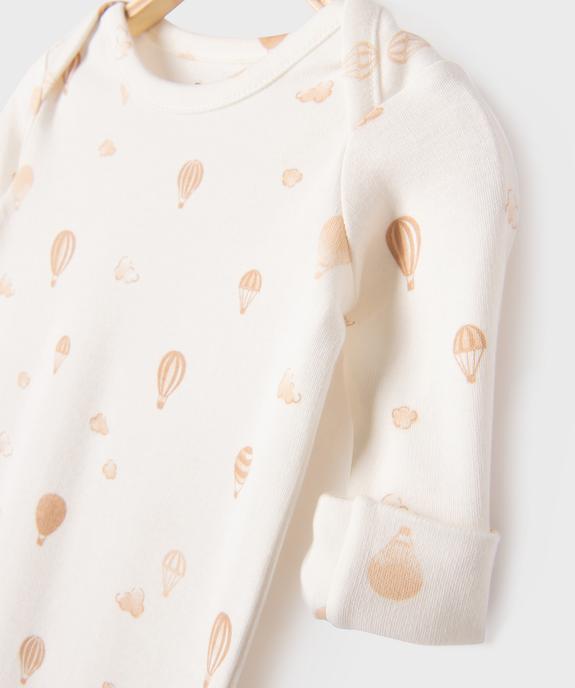 Body combinaison à nouer avec manchettes rabattables bébé vue3 - GEMO 4G BEBE - GEMO