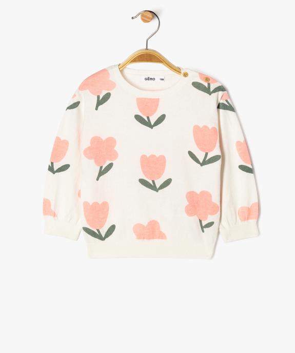 Pull en maille fine à motifs fleuris bébé fille vue1 - GEMO(BEBE DEBT) - GEMO