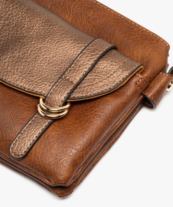 Sac besace multipoche à rabat brillant femme vue4 - GEMO (ACCESS) - GEMO