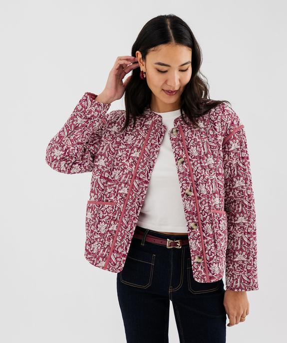 Veste matelassée à col rond à motifs femme vue1 - GEMO 4G FEMME - GEMO