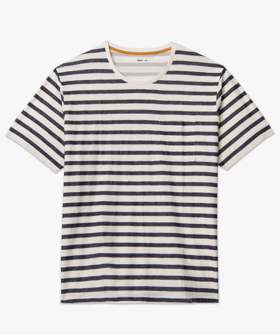 Tee-shirt homme grande taille rayé à manches courtes vue4 - GEMO (G TAILLE) - GEMO