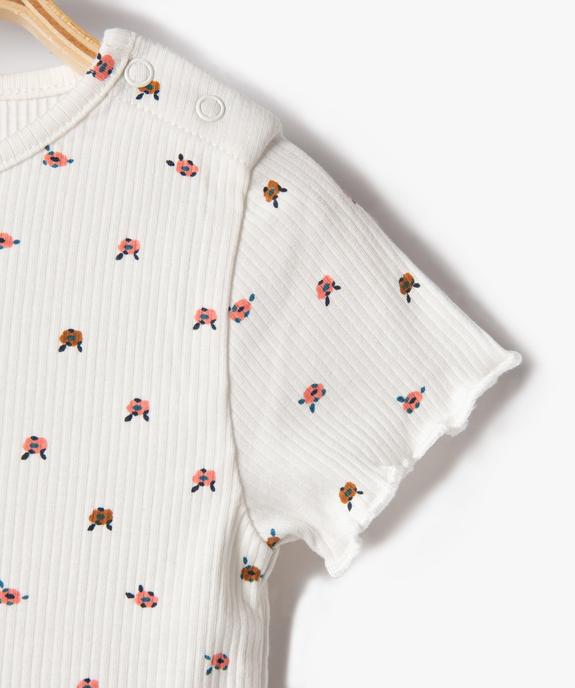 Tee-shirt à manches courtes en maille côtelée bébé fille vue2 - GEMO(BEBE DEBT) - GEMO