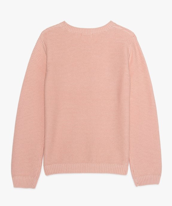 Pull fille en maille fantaisie à inscription contrastante vue2 - GEMO (ENFANT) - GEMO