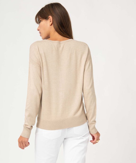 Gilet femme en fine maille et boutons fantaisie vue3 - GEMO 4G FEMME - GEMO