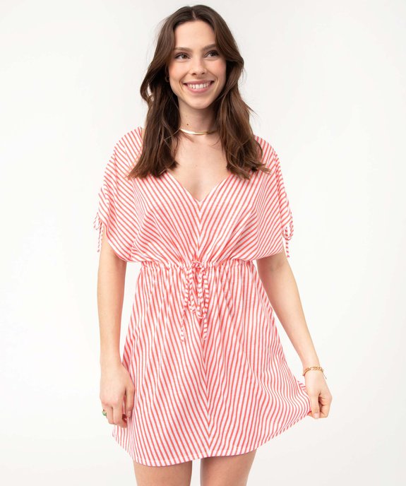 Robe de plage femme à rayures vue1 - GEMO (PLAGE) - GEMO