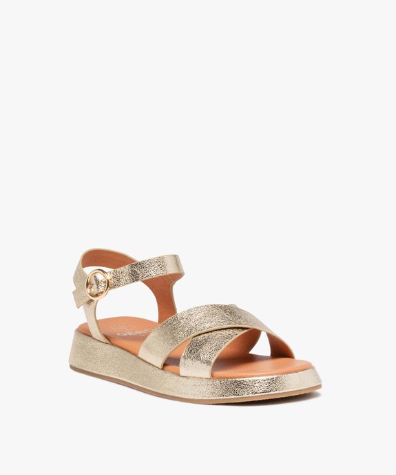 Sandales fille compensées dessus métallisé vue2 - GEMO (ENFANT) - GEMO