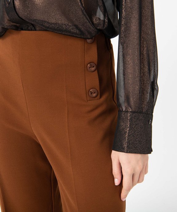 Pantalon femme coupe ample avec boutons sur les hanches vue2 - GEMO(FEMME PAP) - GEMO