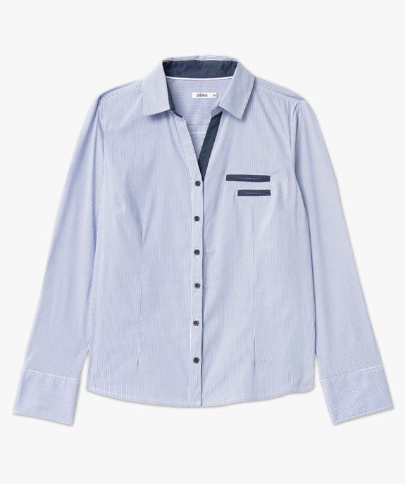 Chemise femme rayée coupe ajustée en coton stretch vue8 - GEMO(FEMME PAP) - GEMO