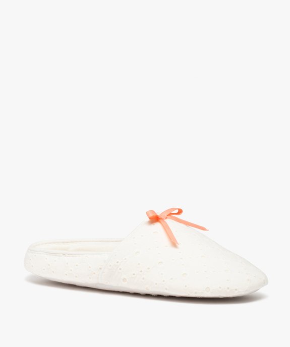 Chaussons femme mules plates dessus dentelle anglaise vue2 - GEMO(HOMWR FEM) - GEMO