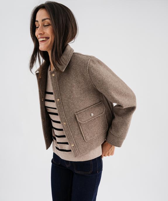 Veste courte aspect drap de laine femme vue3 - GEMO(FEMME PAP) - GEMO