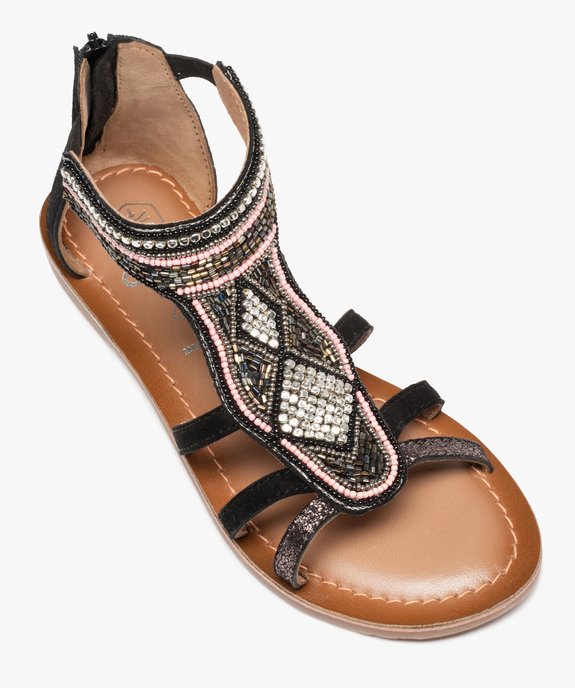 Sandales fille ornées de perles contrefort fermé et zippé  vue5 - GEMO (ENFANT) - GEMO