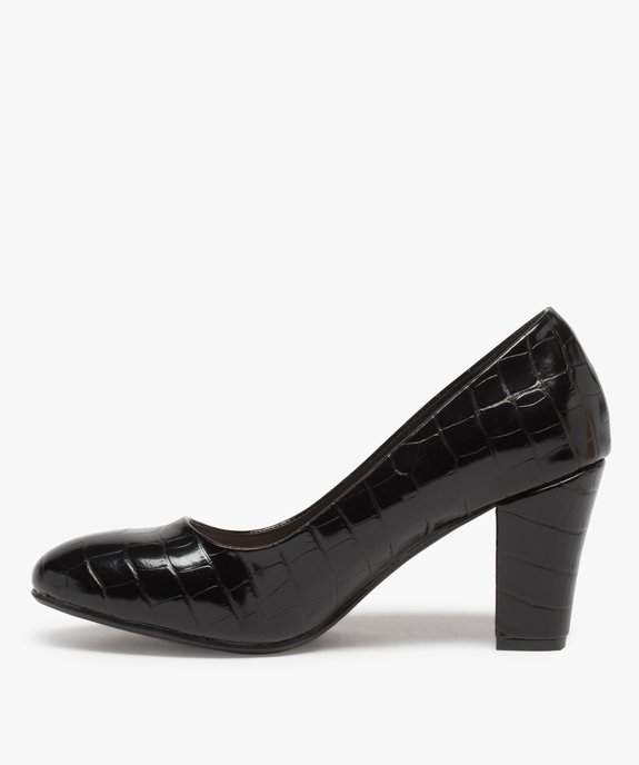 Escarpins femme à talon moyen et bout rond aspect verni vue3 - GEMO(URBAIN) - GEMO