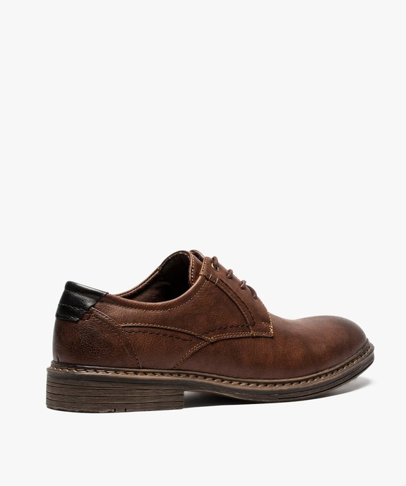 Derbies homme avec un œillet métallique et surpiqûres vue4 - GEMO (CASUAL) - GEMO