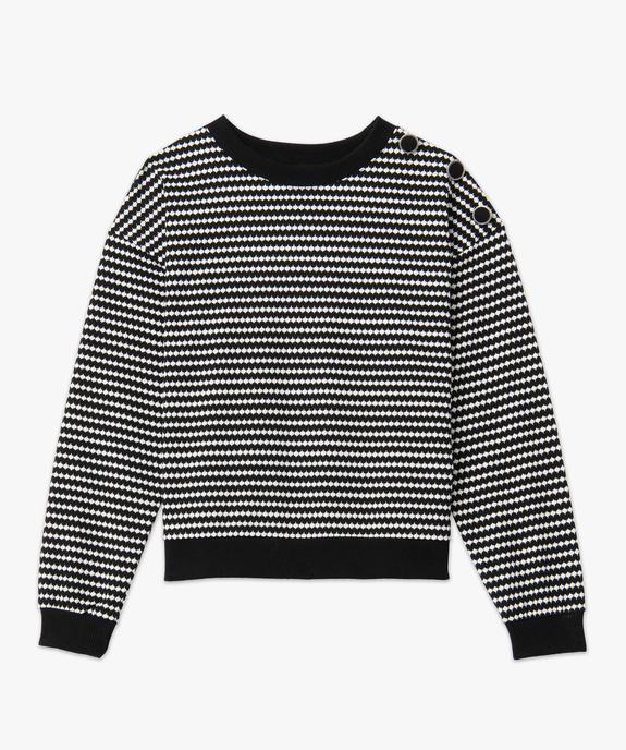 Sweat femme à motifs graphiques avec boutons sur l’épaule vue4 - GEMO(FEMME PAP) - GEMO